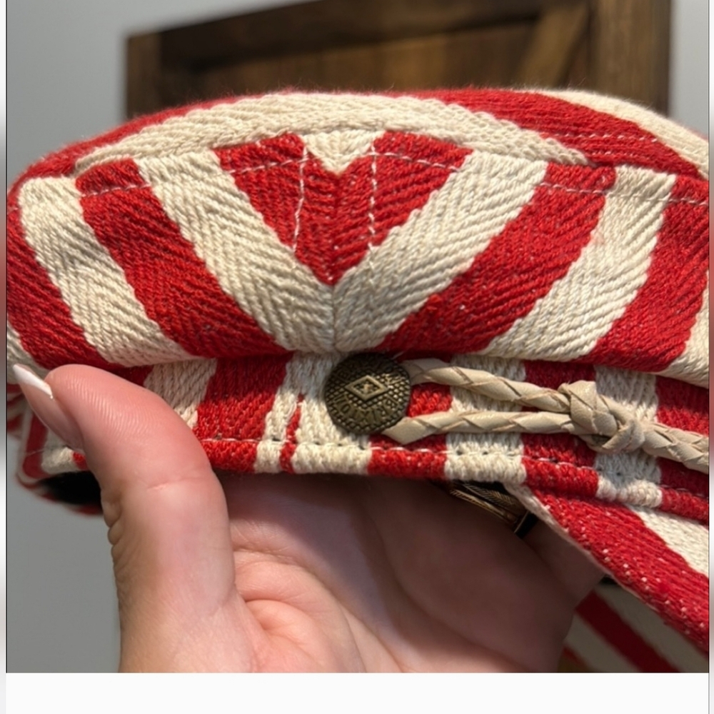 Brixton Red and Cream Striped Hat - Picture 4 of 6